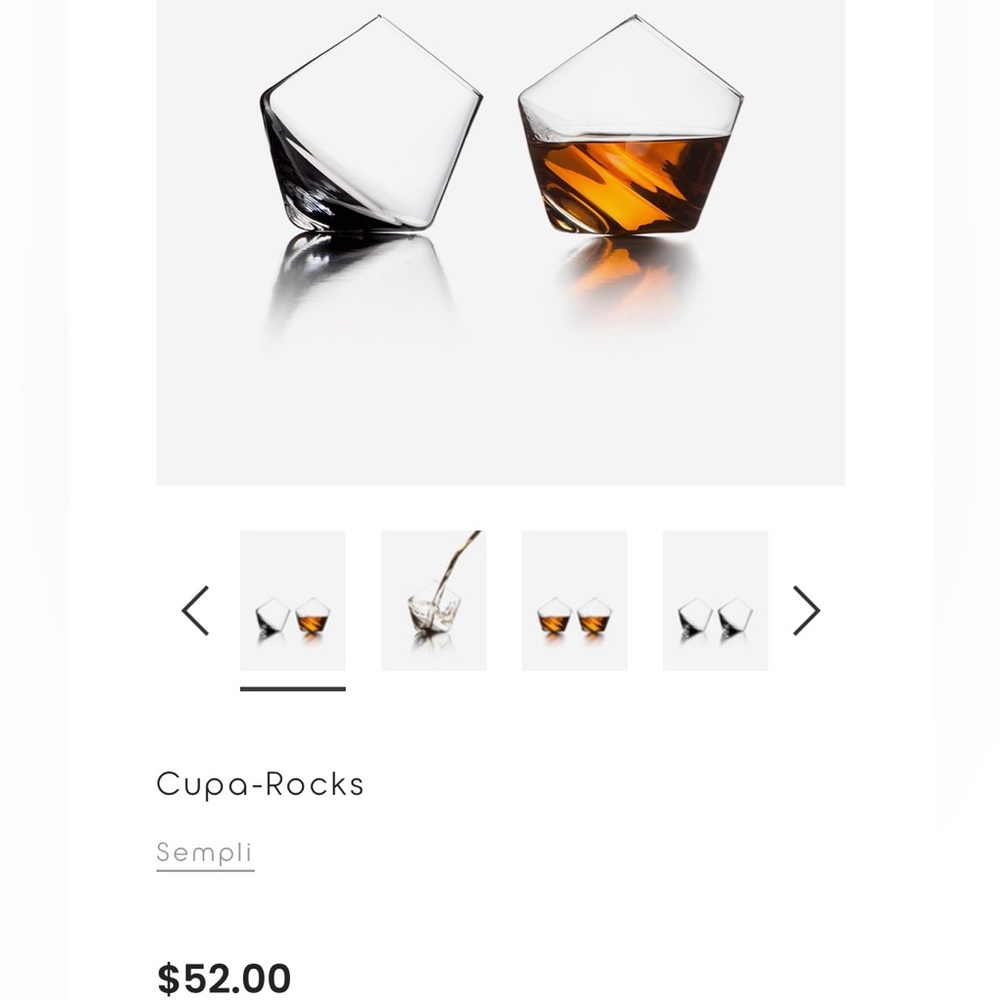 Sempli Cupa-Rocks Tumbler, Hand Blown, Lead Free, Set Of 2